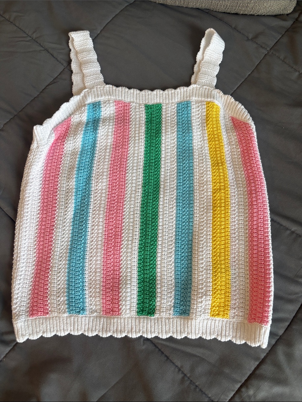 Striped Knit Sweater Tank Top White Pastel Stripes Old Navy New Girls XXL 18